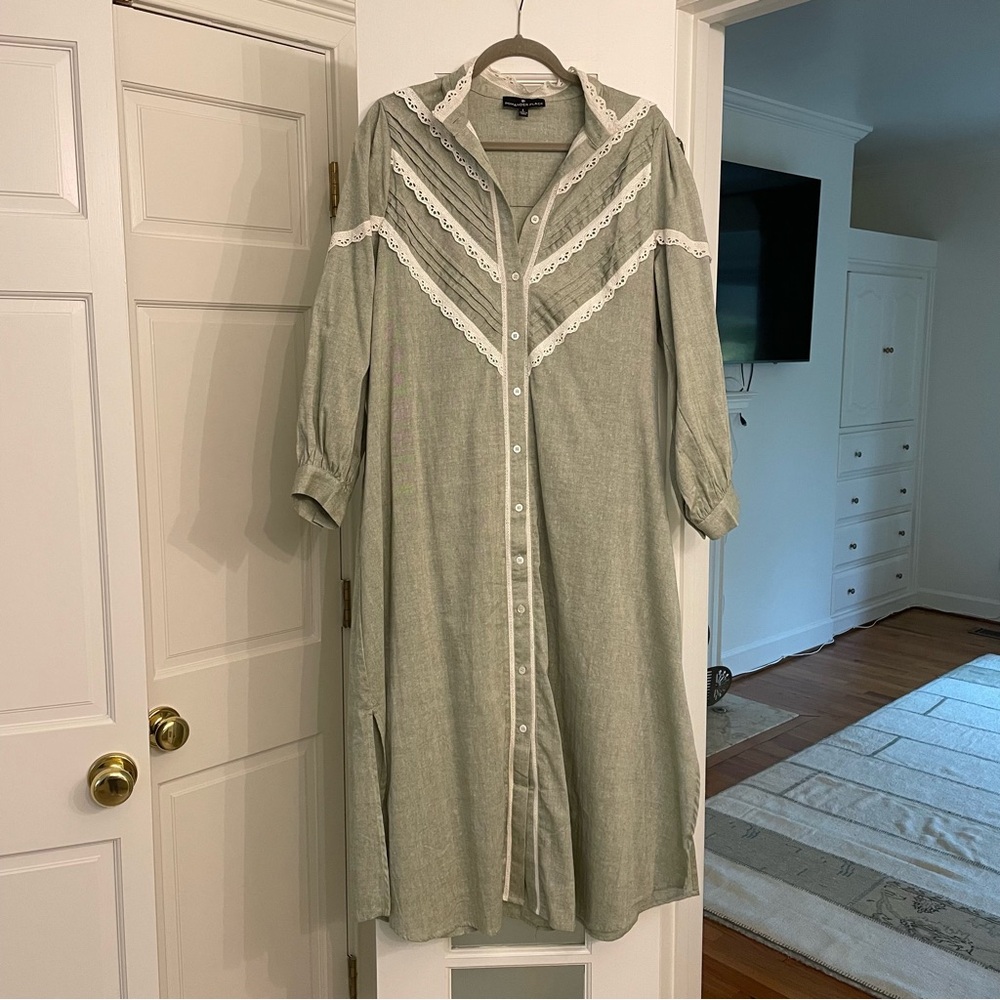 Pomander Place laurel green jolene midi dress